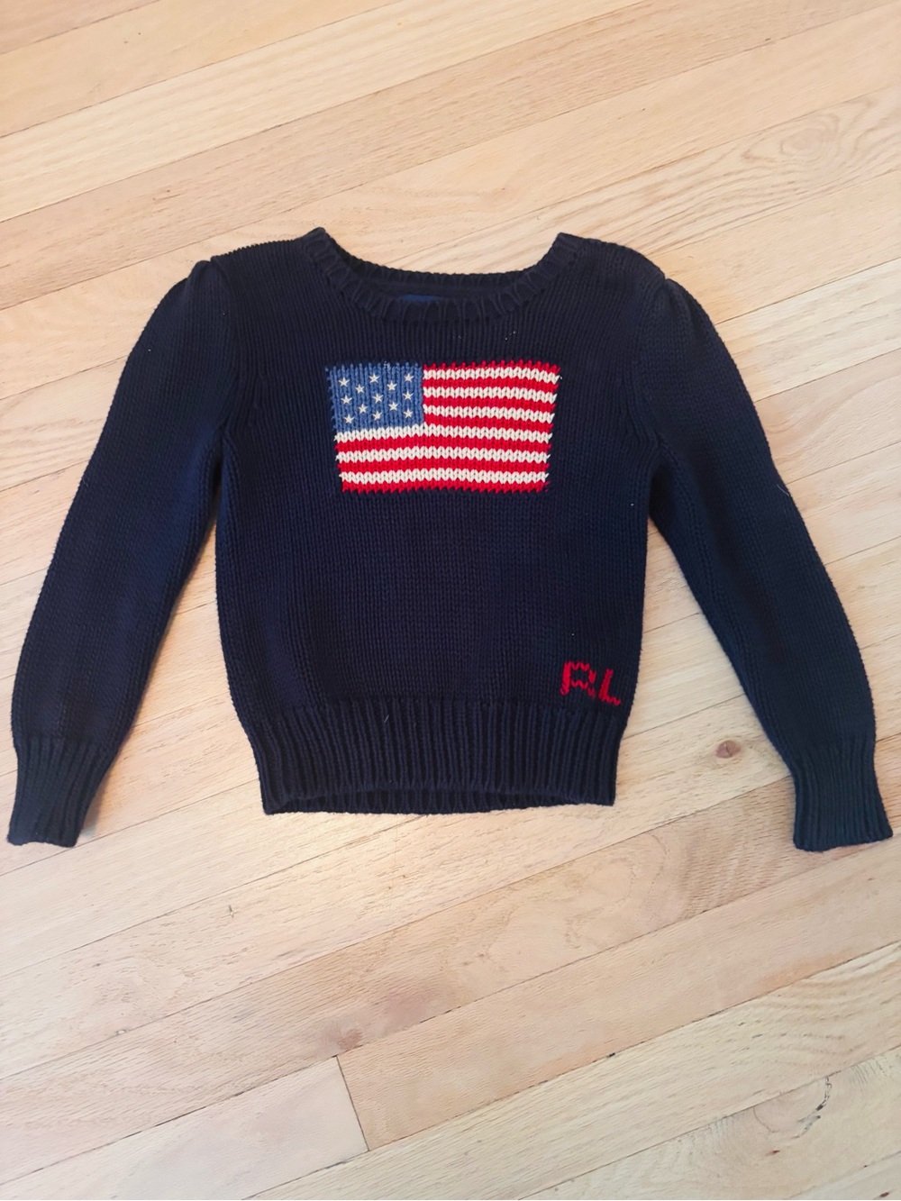 Ralph Lauren Kids Navy American Flag Knit Sweater Size: 4T
